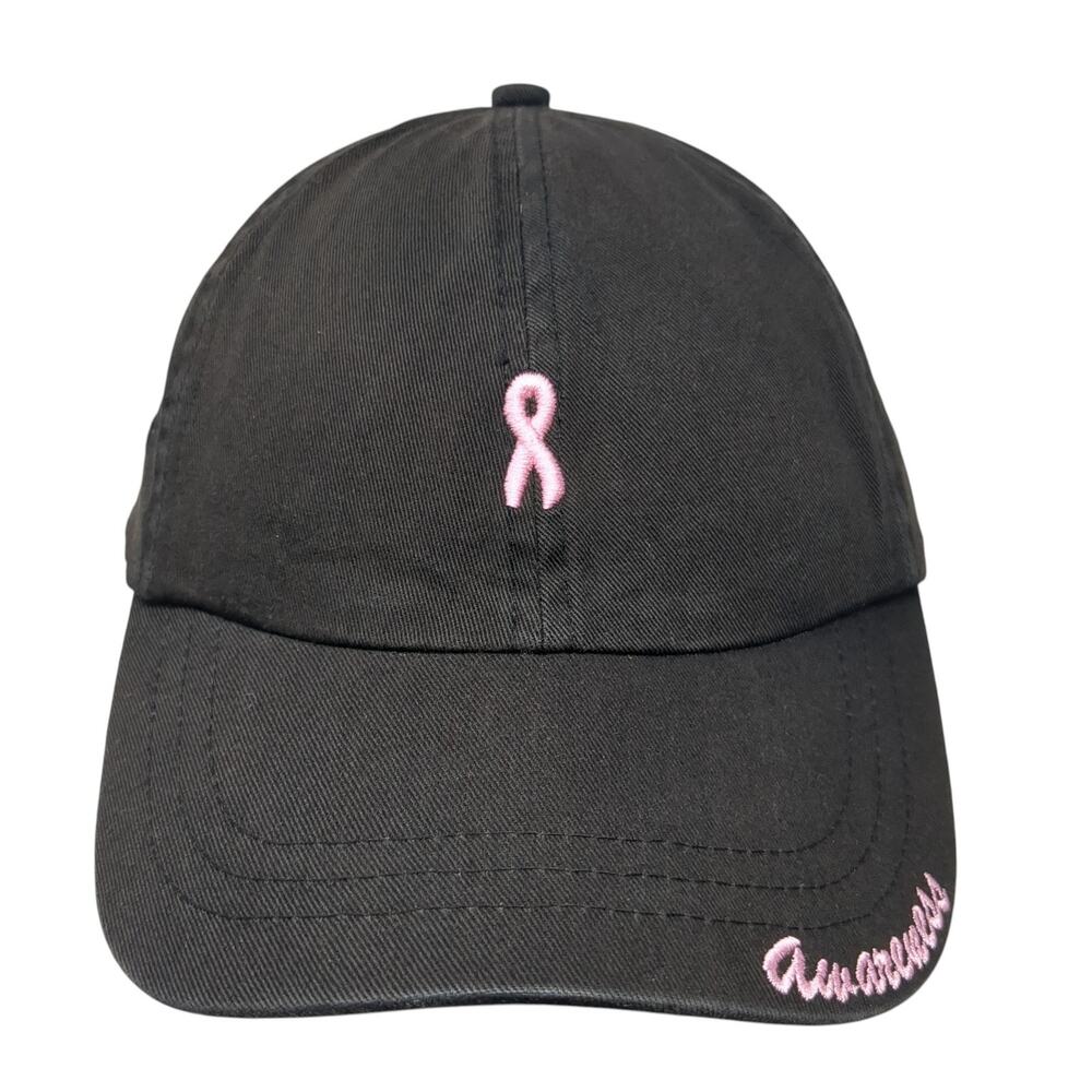 Cancer Awareness Strapback Baseball Cap Black One Size Adjustable Pink Stuff